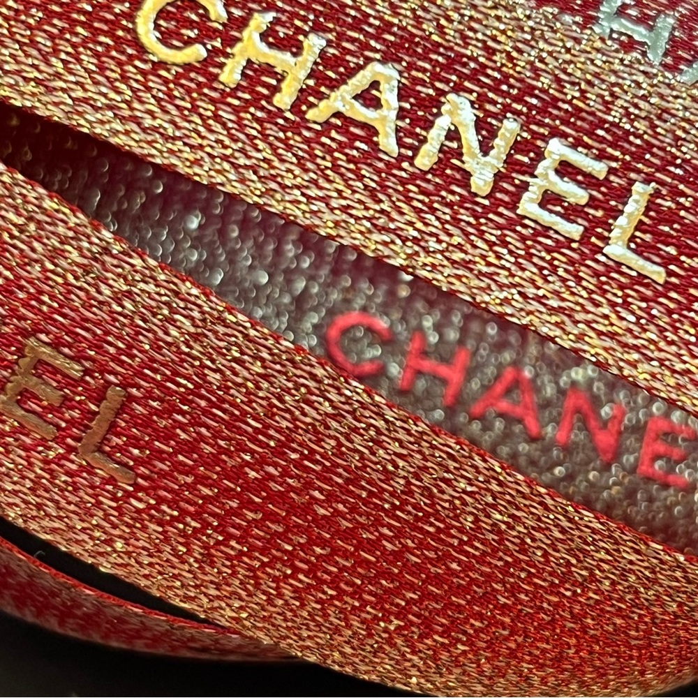 CHANEL Red and Gold Gift Wrapping Ribbon 2 Yards - Picture 3 of 6
